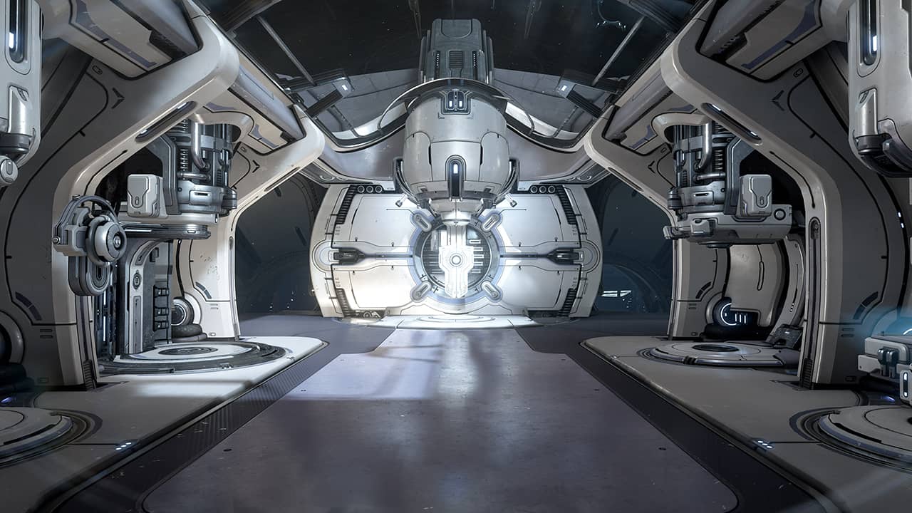 واجهة داخل سفينة Orbiter في Warframe